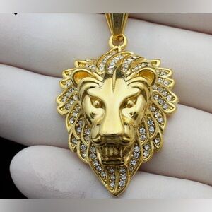 Gold Plated Lion Head Pendant